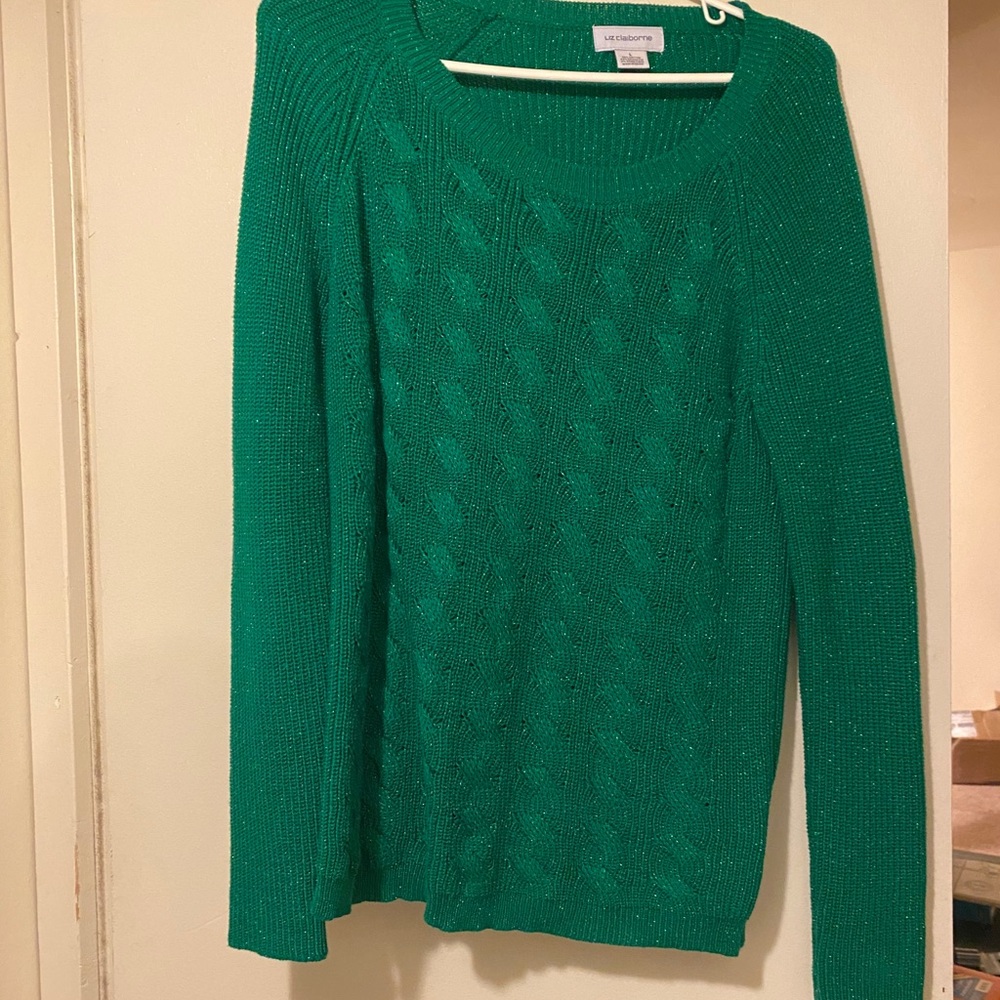 Women’s green holiday sweater by Liz Claiborne
